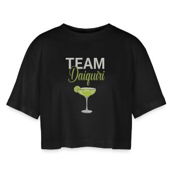 Équipe de cocktails de soirée de jeune fille Daiquiri - T-shirt court oversize Femme - noir - Devant - AI Model Female 172 light (172cm)