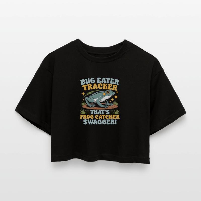 Frog Catcher Bug Eater Tracker Frog Women’s Oversized Cropped T-Shirt