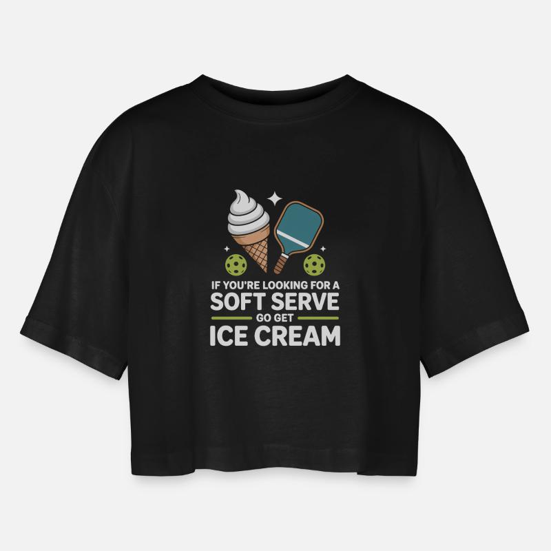Giocatore di pickleball in cerca di un Dinking su Soft Serve - Maglietta corta dal taglio oversize per donna - nero
