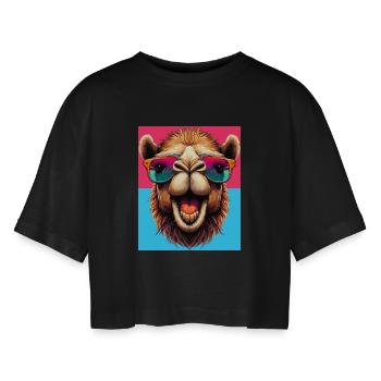 chameau - T-shirt court oversize Femme - noir - Devant - AI Model Female 172 light (172cm)
