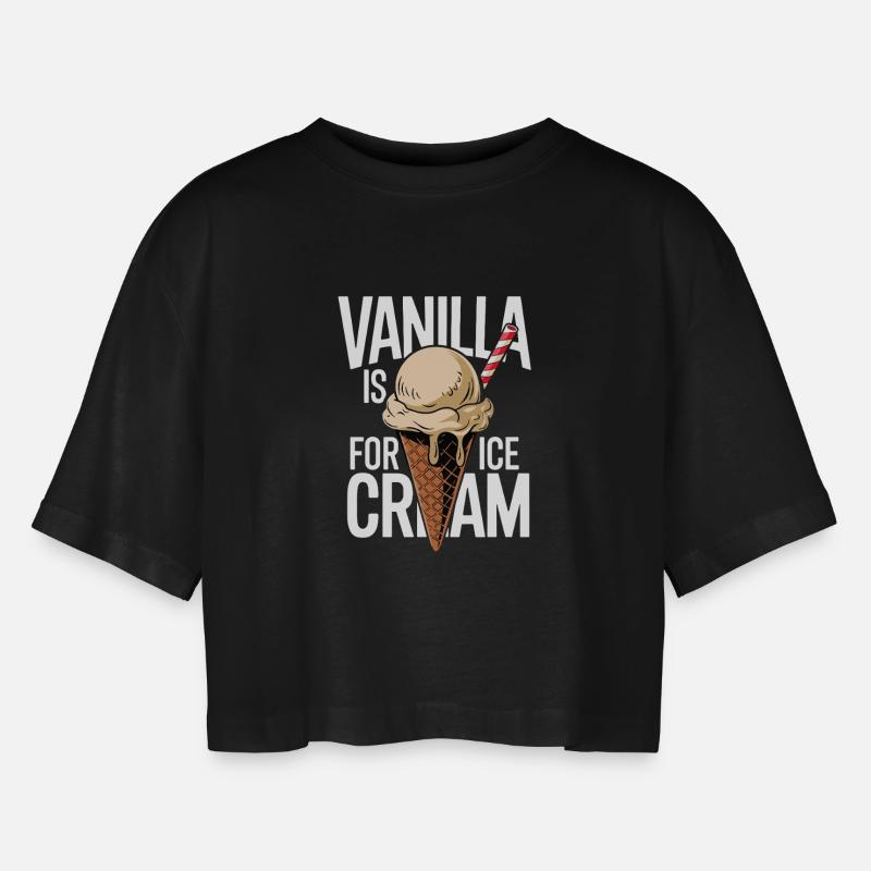Vanille Eiscone im Kontrast - Women’s Oversized Cropped T-Shirt - black