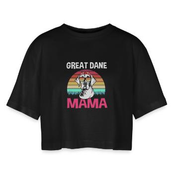 Great Dane - Women’s Oversized Cropped T-Shirt - black - Front - AI Model Female 172 light (172cm)
