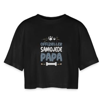 Samoyed - Women’s Oversized Cropped T-Shirt - black - Front - AI Model Female 172 light (172cm)