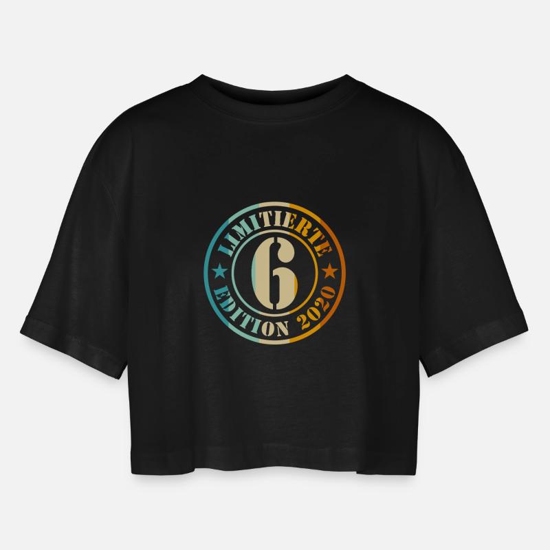 6. Geburtstag Junge Mädchen - Frauen Oversized Cropped T-Shirt - Schwarz
