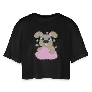 Nuages de lapin - T-shirt court oversize Femme - noir - Devant - AI Model Female 172 light (172cm)