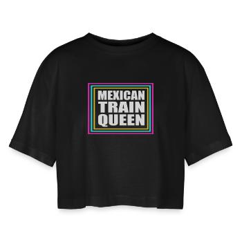 Domino Mexican Train - Women’s Oversized Cropped T-Shirt - black - Front - AI Model Female 172 light (172cm)
