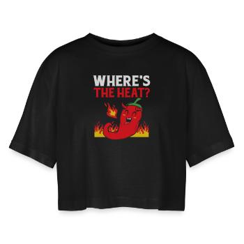 Jalapeno Chipotle Chilli Chili Pepper Hot Chili - Women’s Oversized Cropped T-Shirt - black - Front - AI Model Female 172 light (172cm)