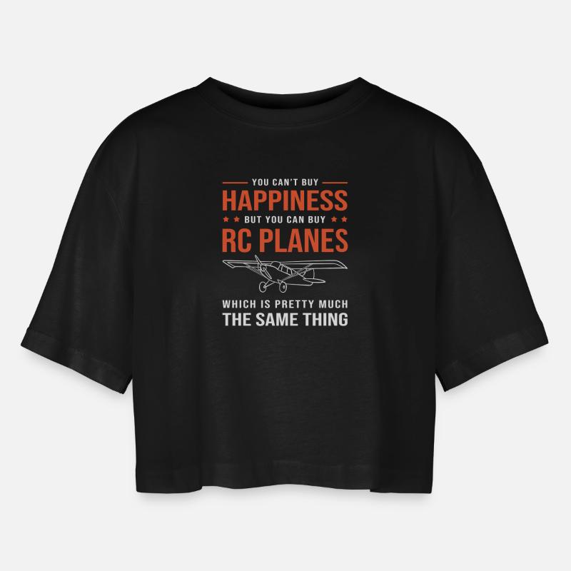Model Airplane Model Airplane - Women’s Oversized Cropped T-Shirt - black