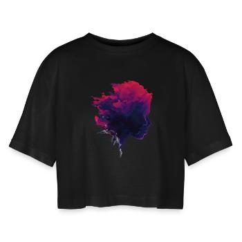 Crimson_Flow_Profile - Women’s Oversized Cropped T-Shirt - black - Front - AI Model Female 172 light (172cm)
