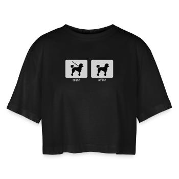 Poodle - Online / Offline - Women’s Oversized Cropped T-Shirt - black - Front - AI Model Female 172 light (172cm)