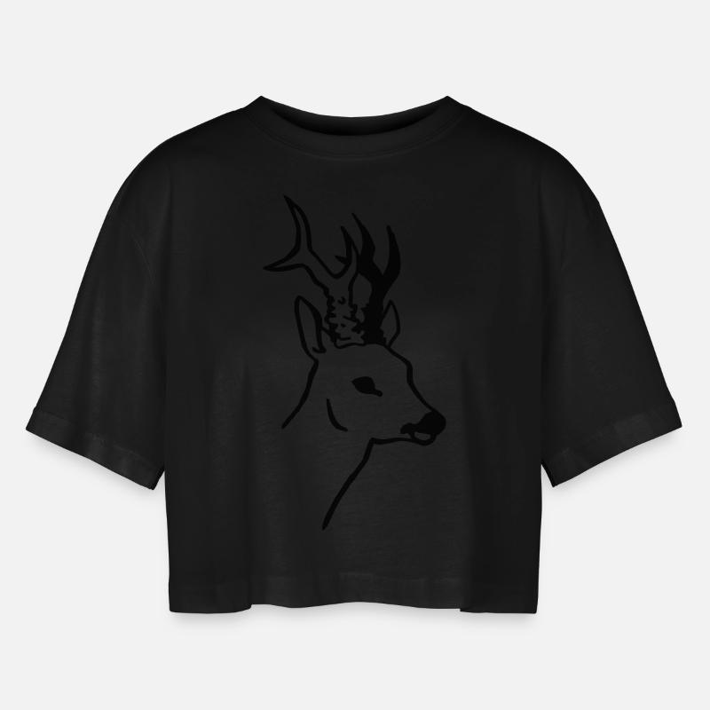 Roebuck - Women’s Oversized Cropped T-Shirt - black