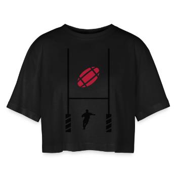 essai rugby 2 - T-shirt court oversize Femme - noir - Devant - AI Model Female 172 light (172cm)