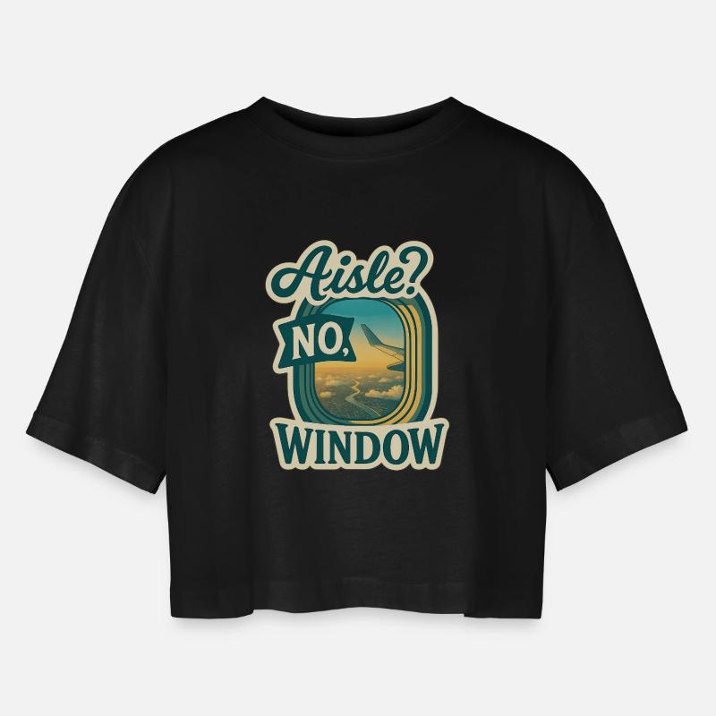 aisle-window - Women’s Oversized Cropped T-Shirt - black