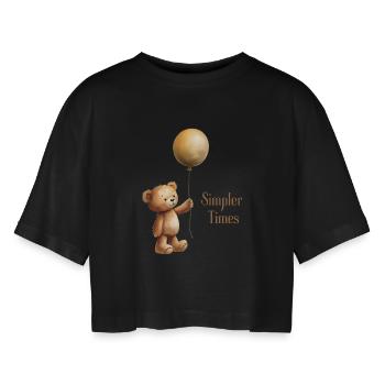 Ours en peluche avec ballon Simpler Times - T-shirt court oversize Femme - noir - Devant - AI Model Female 172 light (172cm)
