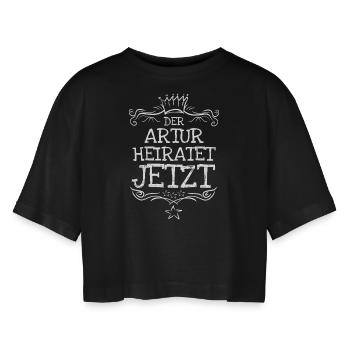 Geschenk für Artur - Frauen Oversized Cropped T-Shirt - Schwarz - Vorne - AI Model Female 172 light (172cm)