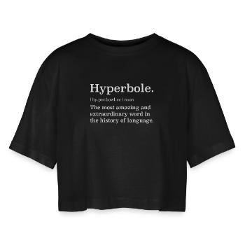 Definition der Übertreibung - Frauen Oversized Cropped T-Shirt - Schwarz - Vorne - AI Model Female 172 light (172cm)