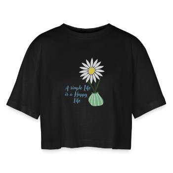 daisy - Women’s Oversized Cropped T-Shirt - black - Front - AI Model Female 172 light (172cm)