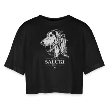 Saluki Dad Hund Hunde Windhunde Wilsigns - Frauen Oversized Cropped T-Shirt - Schwarz - Vorne - AI Model Female 172 light (172cm)