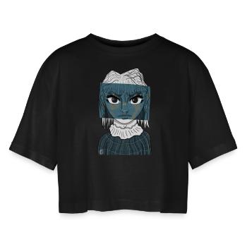Fille Anime #7 - T-shirt court oversize Femme - noir - Devant - AI Model Female 172 light (172cm)