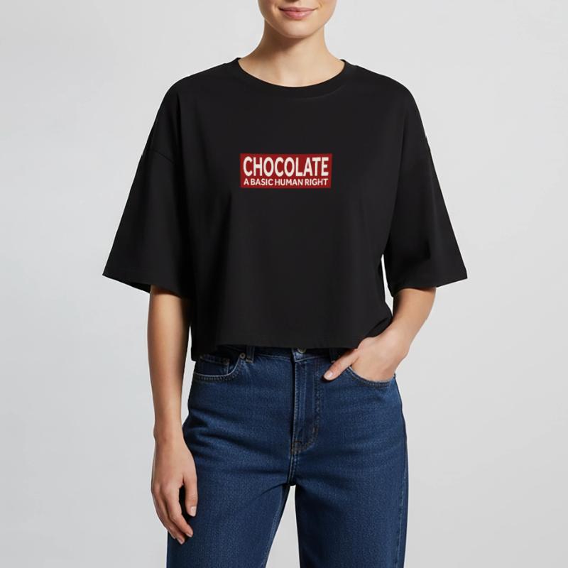 CHOCOLATE - A BASIC HUMAN RIGHT Frauen Oversized Cropped T-Shirt