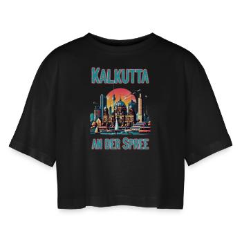 Calcutta sur la Spree - T-shirt court oversize Femme - noir - Devant - AI Model Female 172 light (172cm)