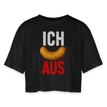 Lustiger Spruch Humor Ich Flip Aus Geschenkidee - Frauen Oversized Cropped T-Shirt - Schwarz - Vorne - AI Model Female 172 light (172cm)