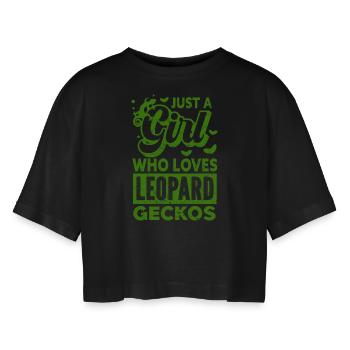 Gecko - Amphibie Tier - Frauen Oversized Cropped T-Shirt - Schwarz - Vorne - AI Model Female 172 light (172cm)