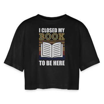 I closed my book to be here - T-shirt court oversize Femme - noir - Devant - AI Model Female 172 light (172cm)