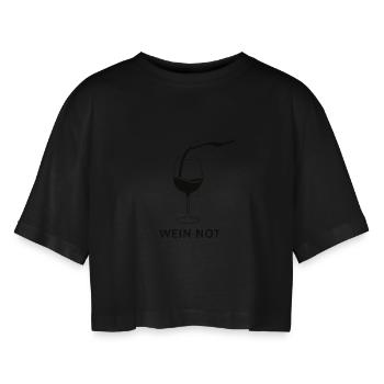 Wine Emergency - Women’s Oversized Cropped T-Shirt - black - Front - AI Model Female 172 light (172cm)