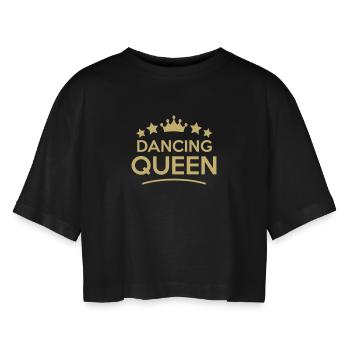 dancing queen stars - Frauen Oversized Cropped T-Shirt - Schwarz - Vorne - AI Model Female 172 light (172cm)
