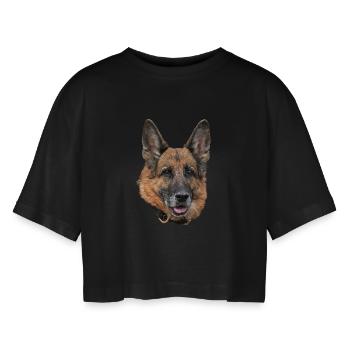 Chien de berger - T-shirt court oversize Femme - noir - Devant - AI Model Female 172 light (172cm)