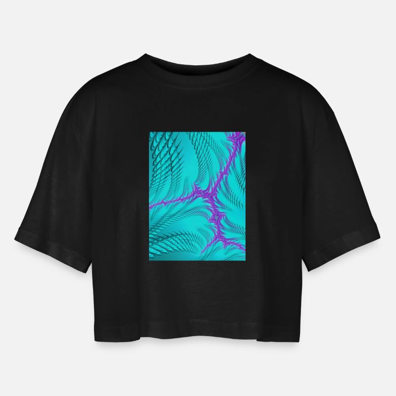Blitz - Frauen Oversized Cropped T-Shirt - Schwarz