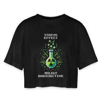 Status effect: slightly radioactive | Chemistry - Women’s Oversized Cropped T-Shirt - black - Front - AI Model Female 172 light (172cm)