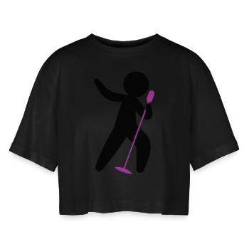 Pop star - T-shirt court oversize Femme - noir - Devant - AI Model Female 172 light (172cm)
