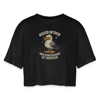 En panne, patience brisée, sans travail - T-shirt court oversize Femme - noir - Devant - AI Model Female 172 light (172cm)