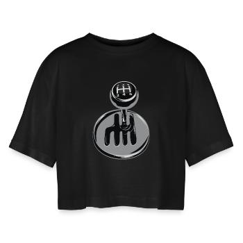 Gear shift - sport automobile - T-shirt court oversize Femme - noir - Devant - AI Model Female 172 light (172cm)