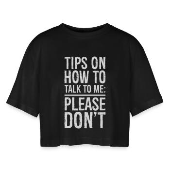 Tips on how to talk to me funny shirt - T-shirt court oversize Femme - noir - Devant - AI Model Female 172 light (172cm)