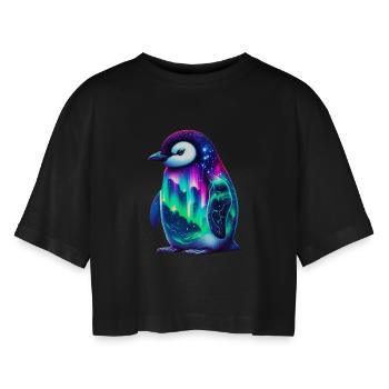 Manchot aurore boréale - T-shirt court oversize Femme - noir - Devant - AI Model Female 172 light (172cm)