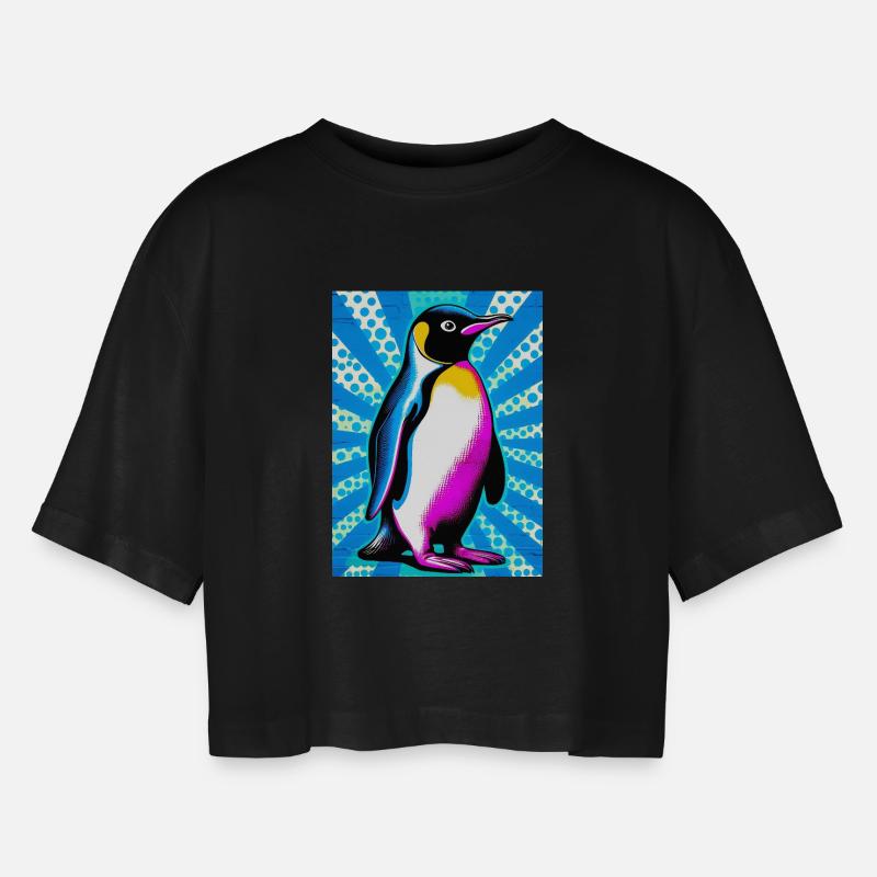 penguin - Women’s Oversized Cropped T-Shirt - black