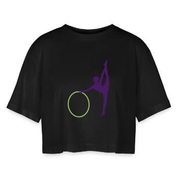 Rhythmic gymnastics - Women’s Oversized Cropped T-Shirt - black - Front - AI Model Female 172 light (172cm)