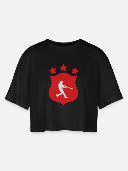 Baseball - Sports - Women’s Oversized Cropped T-Shirt - black