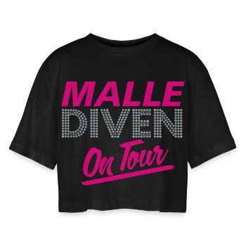 Mallorca, Party, Girls - Women’s Oversized Cropped T-Shirt - black - Front - AI Model Female 172 light (172cm)