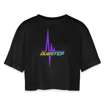 Dub Step Techno Musik Puls Herzschlag Frequenz - Frauen Oversized Cropped T-Shirt - Schwarz - Vorne - AI Model Female 172 light (172cm)