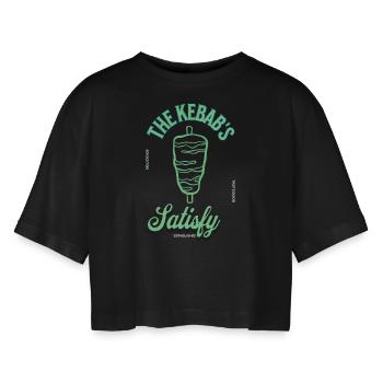 The Kebab's Satisfy Design - Women’s Oversized Cropped T-Shirt - black - Front - AI Model Female 172 light (172cm)