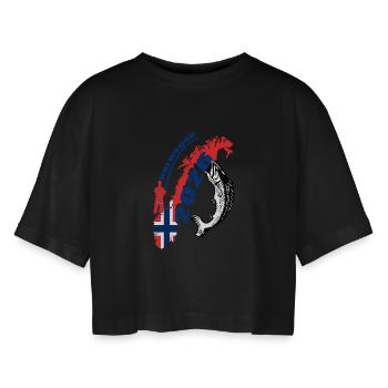 Norwegen_2026 - T-shirt court oversize Femme - noir - Devant - AI Model Female 172 light (172cm)