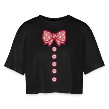 schleifchen - Women’s Oversized Cropped T-Shirt - black - Front - AI Model Female 172 light (172cm)