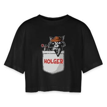 Raton laveur Holger - T-shirt court oversize Femme - noir - Devant - AI Model Female 172 light (172cm)