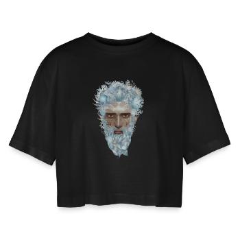 mysterious portrait of an Aquarius - Women’s Oversized Cropped T-Shirt - black - Front - AI Model Female 172 light (172cm)