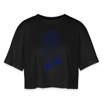Ethno Travel Experience - Frauen Oversized Cropped T-Shirt - Schwarz - Vorne - AI Model Female 172 light (172cm)