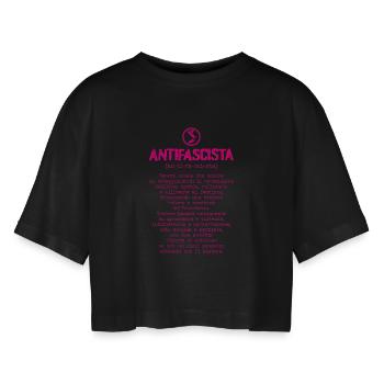 Antifaschistische Definition - Frauen Oversized Cropped T-Shirt - Schwarz - Vorne - AI Model Female 172 light (172cm)